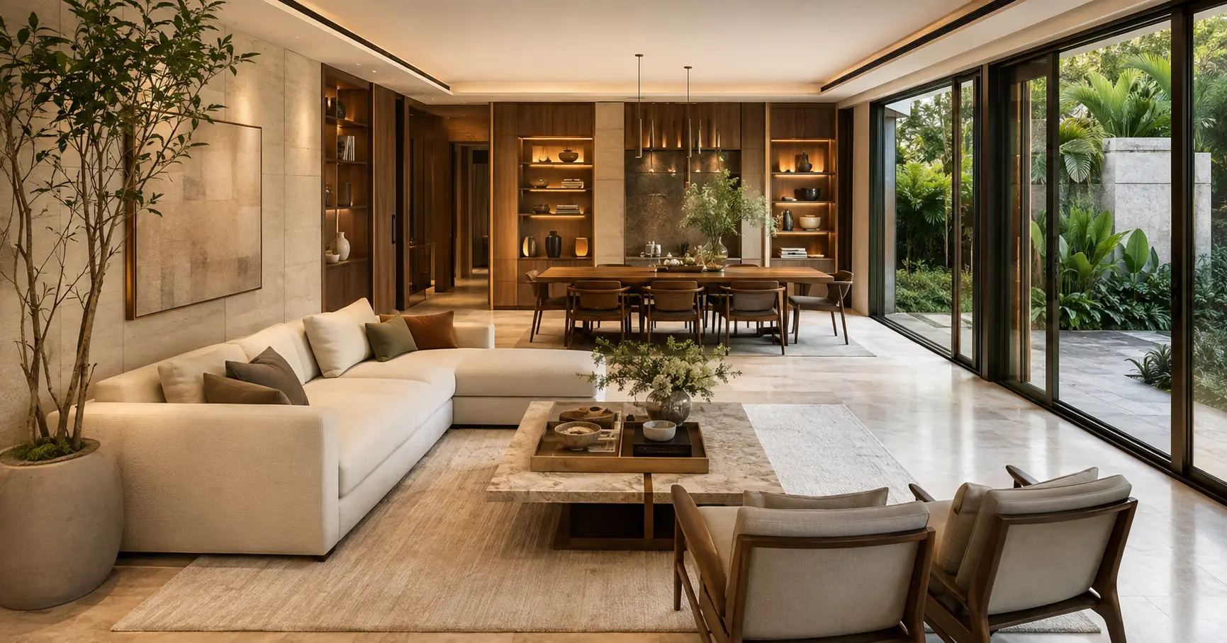 Warm contemporary interior completed with refined craftsmanship
